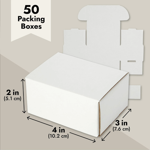 50-Pack White Corrugated Packaging Boxes 4X3X2, Bulk Small Cardboard Foldable Ma - Picture 5 of 12