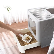 Odorless Cat Litter Box Reduce Litter Tracking Kitten Box Easy Clean Tray Drawer