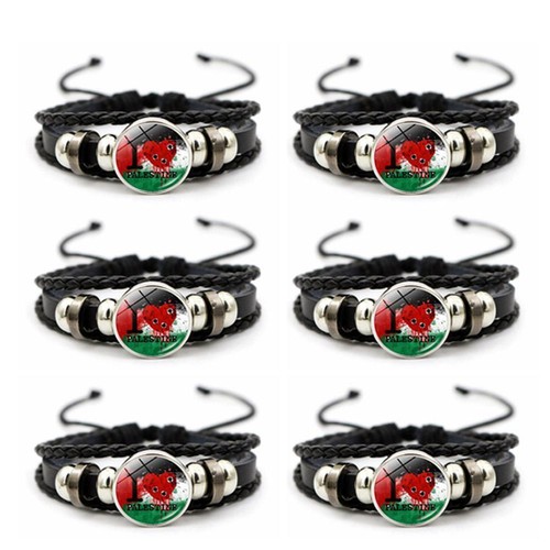 Free Palestine Gaza Freedom Black Leather Bracelet UK V4U3 - Picture 12 of 20