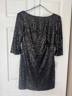 Jessica Simpson Party Dress, Black w/ Sequins, Boat Neck, Open Back, Size  6, New | eBay