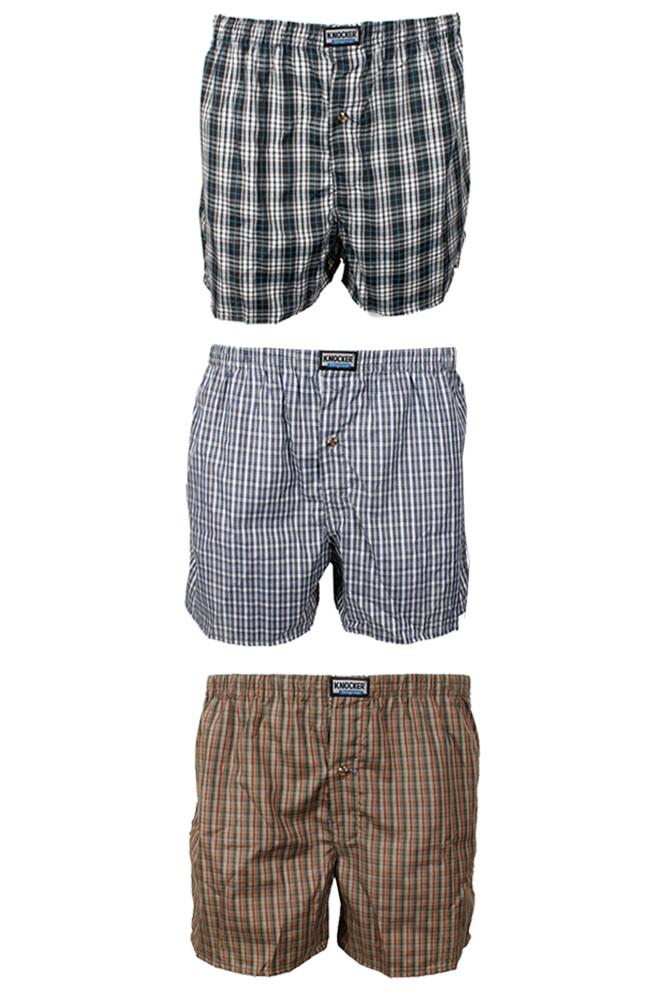 Knocker Men's 3 Pack Plaid Button Fly Boxer Shorts | eBay