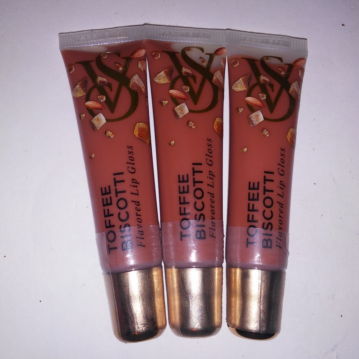 Set of 3 Victoria Secret Flavored Lip Gloss Toffee Biscotti Gift