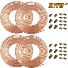 4 x Copper Nickel Brake Line Tubing Kit 3/16 OD 25 FT Coil Roll All Size Fitting
