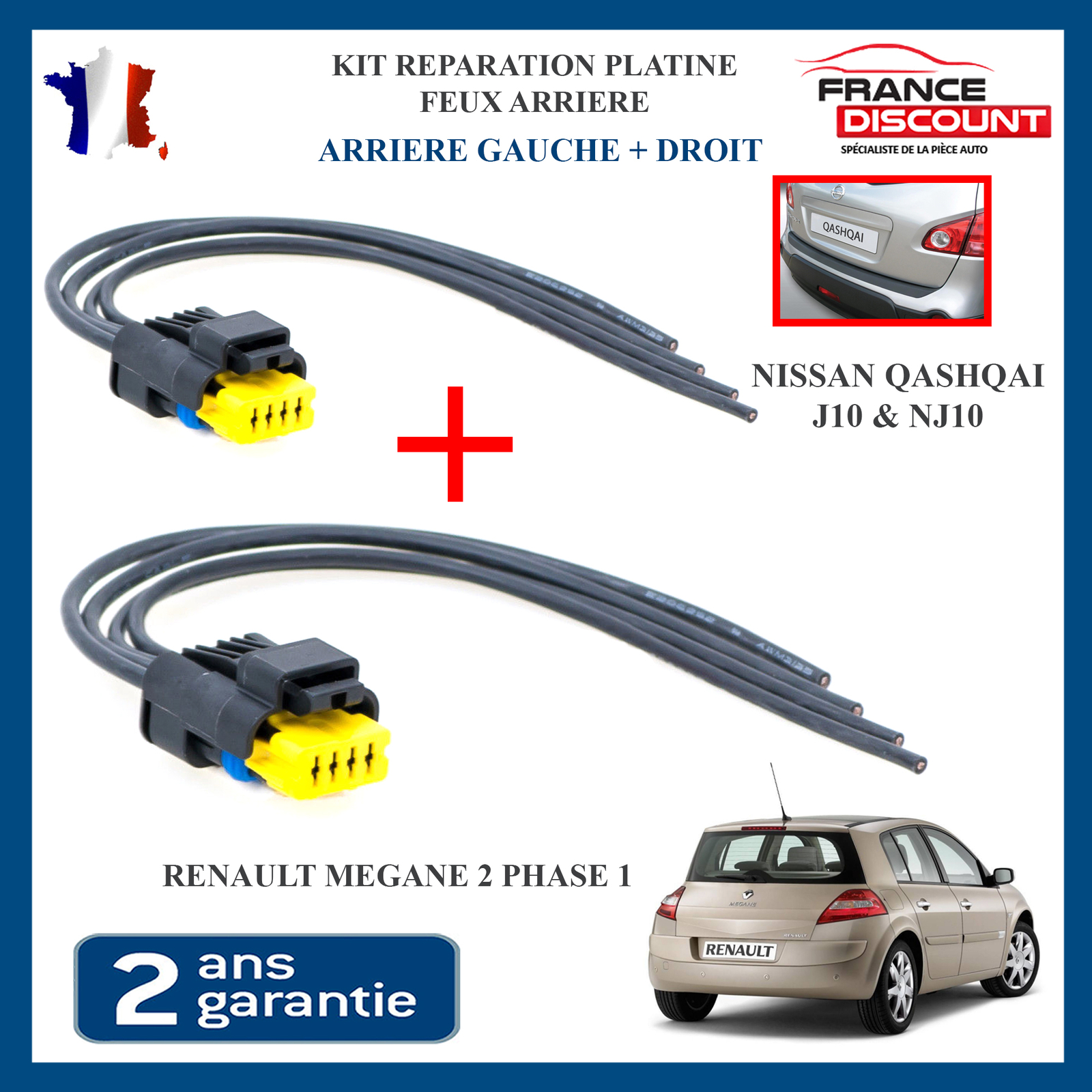 2x Intakes of Plate Lights Headlight Left Rear Right MEGANE 2 