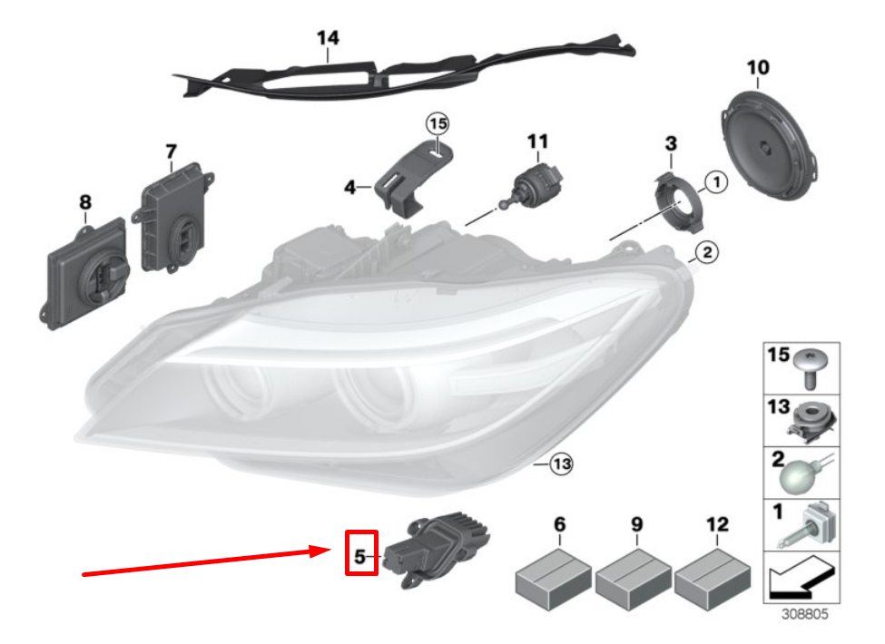 BMW Z4 Roadster E89 Headlight LED Modules 63117348935 7348935 NEW 