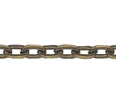16 Feet Antiqued Brass Plated Steel Flat Cable Chain with 3x2mm Links