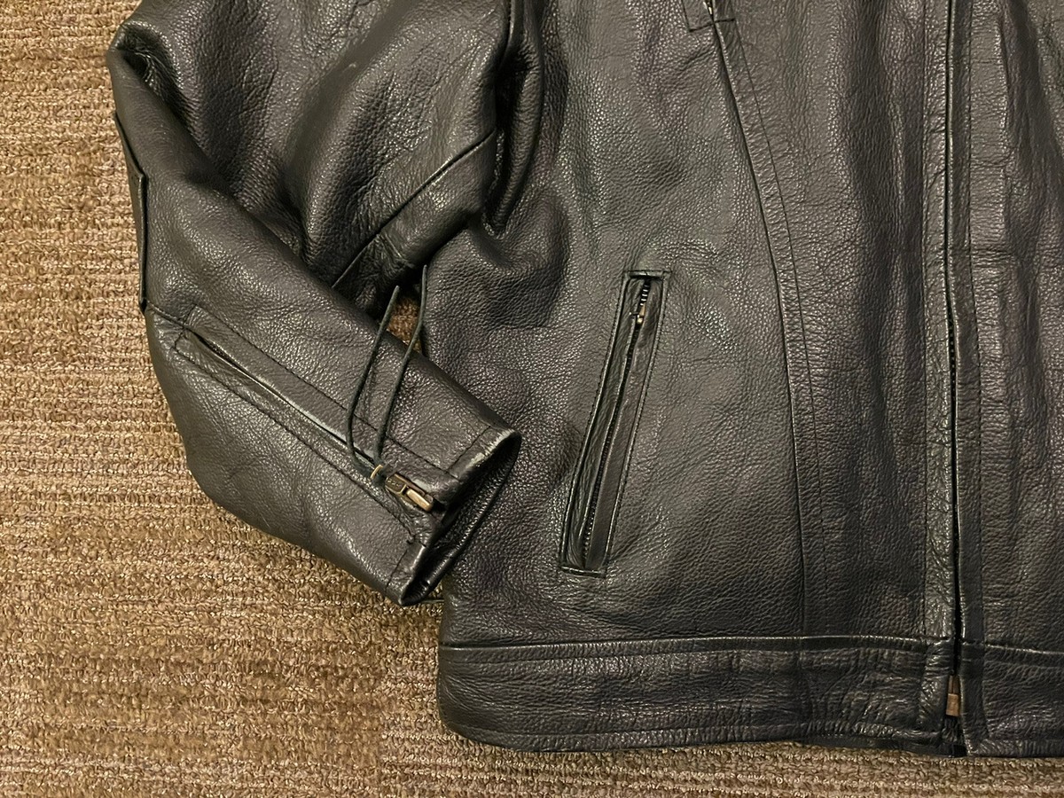 Vance Leathers USA Black Vented Biker Leather Jacket Size 44 | eBay