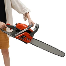 60cc Gas Powered Chainsaw with 22'' Guide Bar Saw Chain 2-Stroke Engine Cut Wood