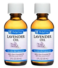 De La Cruz Pure Lavender Essential Oil 2 FL OZ.  - 2 PACK  (bottled in USA) 