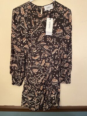 Ba&Sh Robe Costel Short Printed Ruched Dress US 6