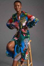  NWT FARM X ANTHROPOLOGIE TWIST-FRONT MIDI DRESS- SIZE X-SMALL