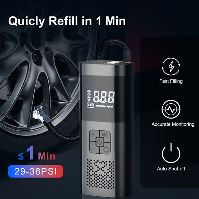 Portable Tire Inflator - 150 PSI Cordless Air Compressor For Cars, Bikes & Sports Equipment