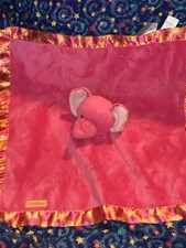 Carter's OS Pink ELEPHANT I Love You 16" by 16" Rattle Security Blanket / Lovey