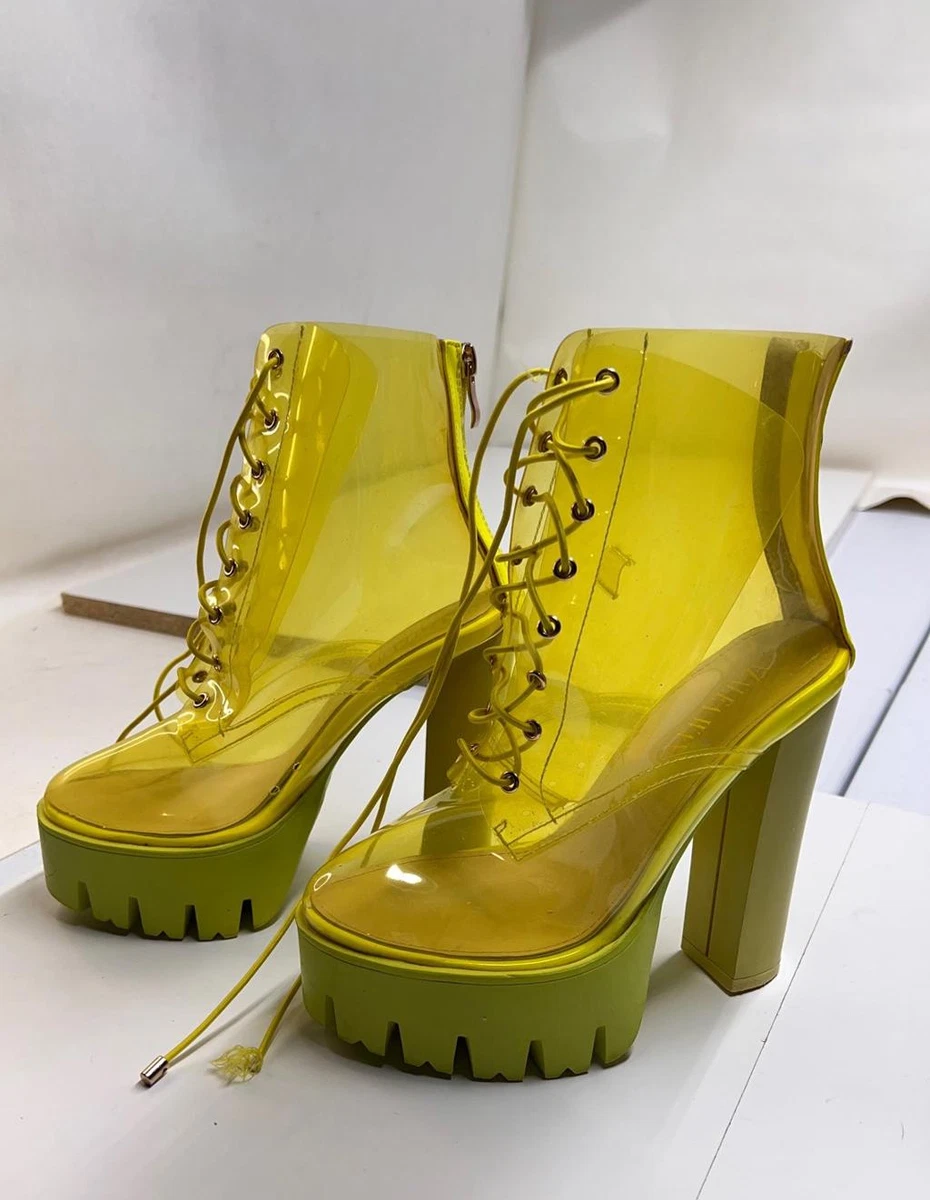 Yellow platform boots sales