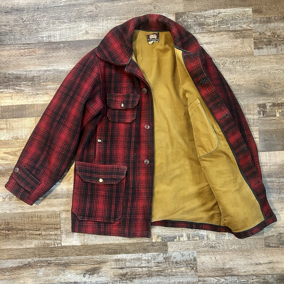Vintage Woolrich Wool Jacket M 50s Buffalo Plaid USA Made Mackinaw