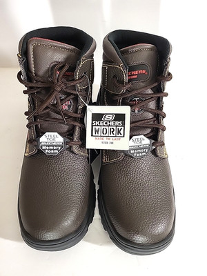 Skechers Mens Burgin Tarlac Steel Toe Work Boot Style 77143 BROWN US Size 12 NEW