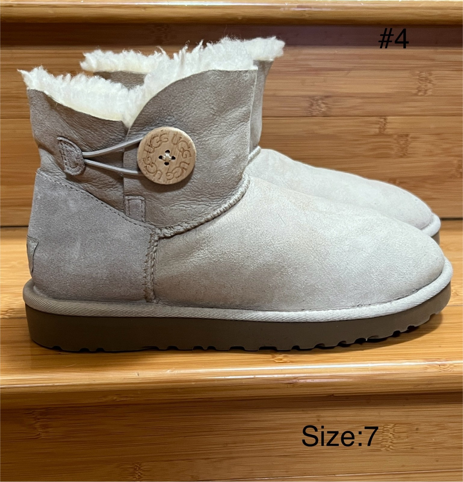 UGG Women’s Light Gray Bailey Button Shearling Bo… - image 1