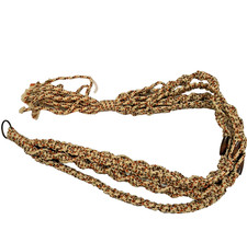Brown Tan Macrame Plant Hanger Holder Handmade With Wooden Beads 56 Inches Long