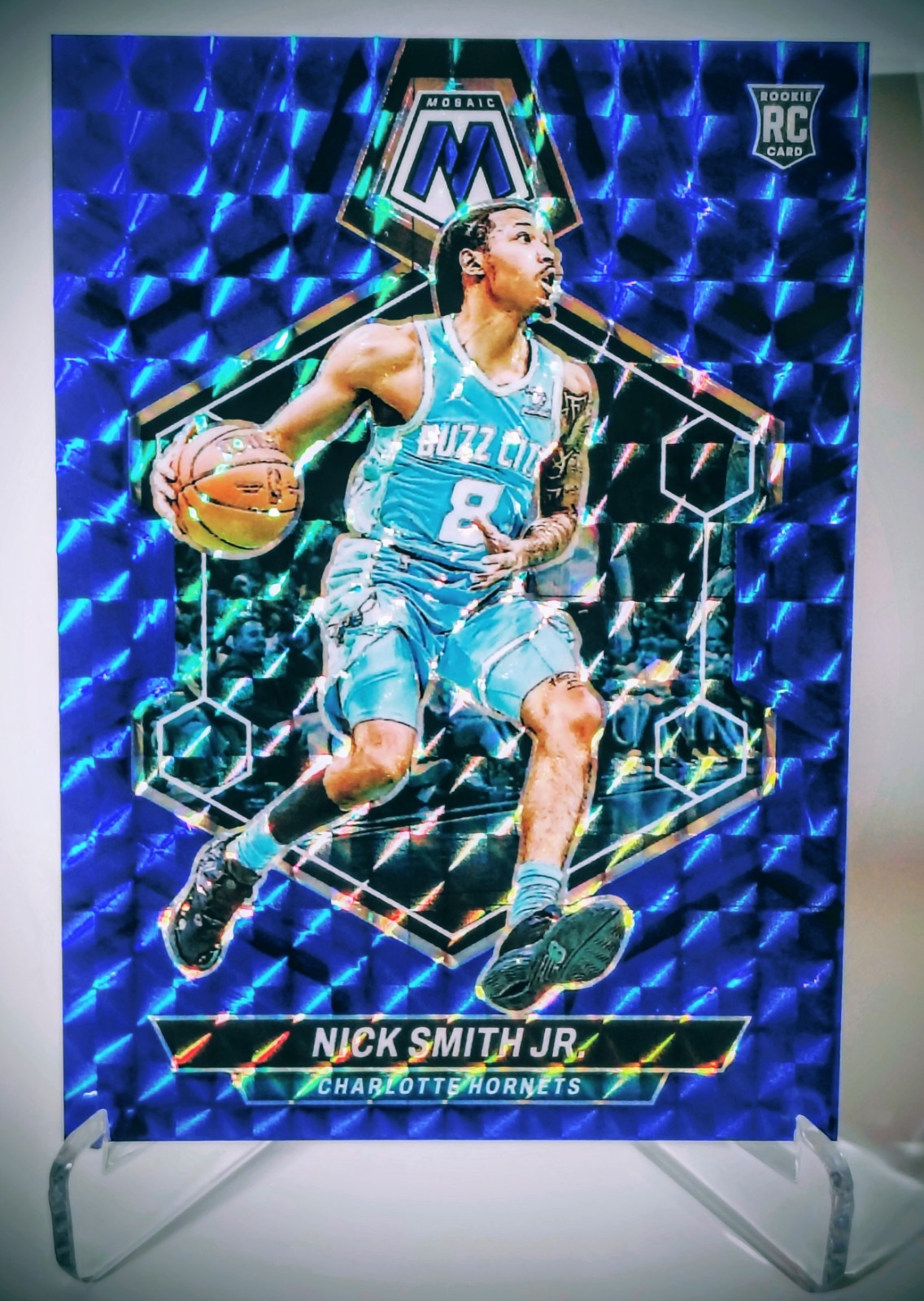 2023-24 Mosaic Nick Smith Jr. RC #242 Blue Mosaic Prizm #'d /199 Hornets Rookie