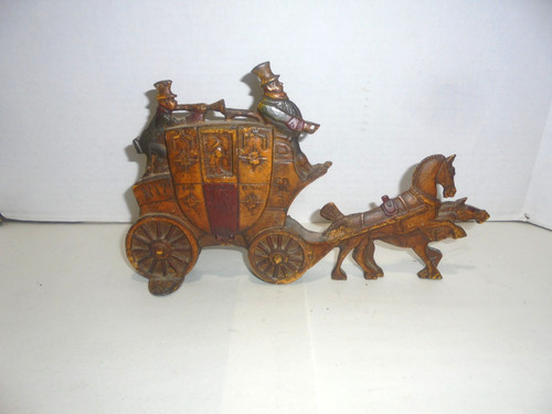 HORSE AND CARRIAGE ANTIQUE DOORSTOP CAST IRON
