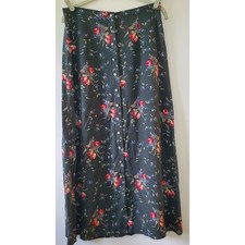 Vintage Crazy Horse Liz Claiborne Womens M Skirt Green Floral Cottage Buttons