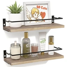Bathroom Shelves Guard-Rail Floating for Wall Mounted Set of 2 Cute Organizer