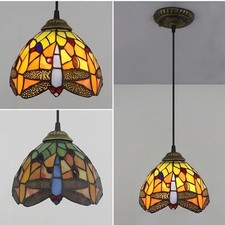 Tiffany Vintage Stained Glass Dragonfly Pendant Light Restaurant Lamp Fixture