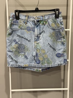 Vintage Espirit De Corps Denim Mini Skirt Hawaii 100% Cotton Size 29/8 Y2K 90's