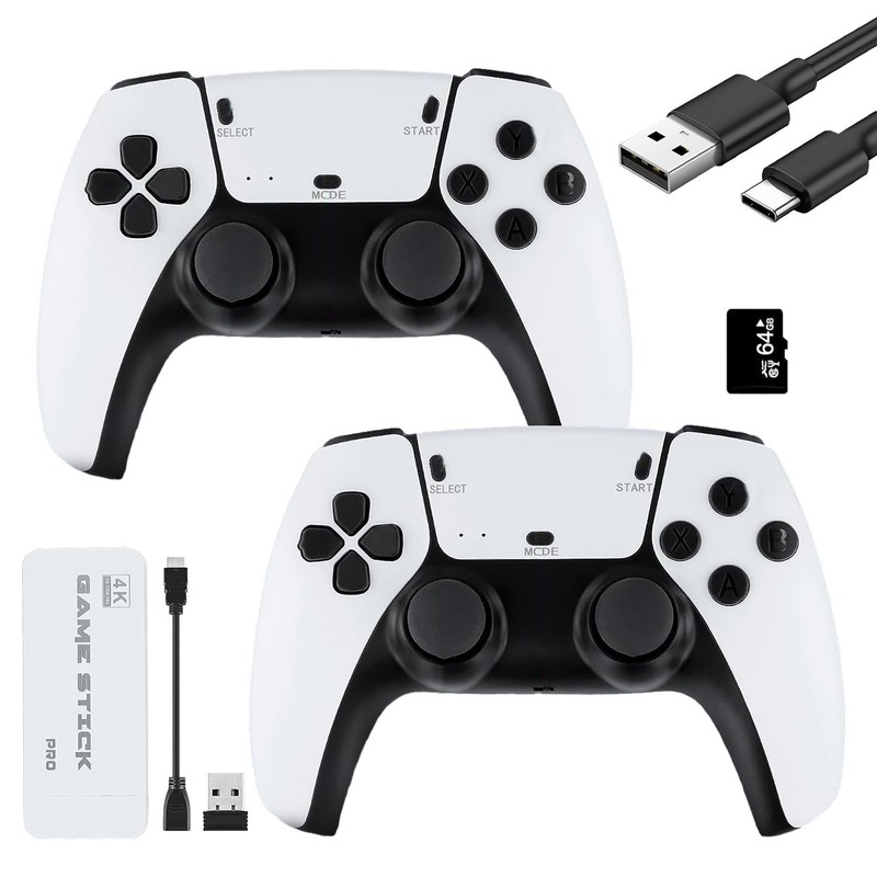 20000+ Classic Games Wireless Retro Console 2 Controllers 64GB TF Card