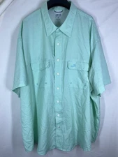 Izod Saltwater Shirt Mens 3XL Green Performance Fishing Vented Button Up Camp US