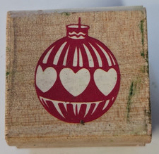 Wood/Rubber Stamp Holiday Ornament Hearts