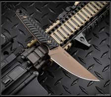 RMJ Tactical Knife Unmei Nitro-V Midnight Bronze Black G10 Kydex Sheath