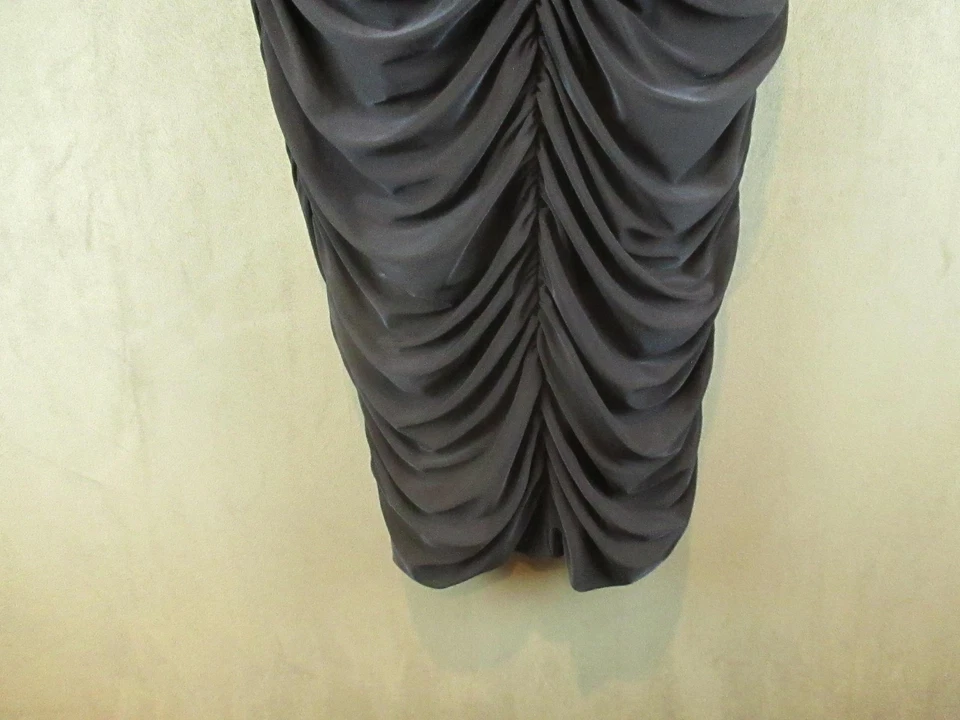 Vestido Tadashi Shoji Para Mujer XS Negro Acanalado Encaje Manga Gorra Bodycon Midi Cóctel Foto 4 de 4