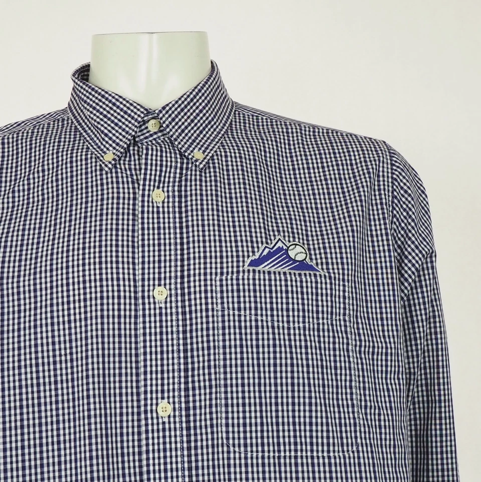 Nueva Camisa Antigua Colorado Rockies Abotonada Para Hombres XL Púrpura Mezcla de Algodón a Cuadros Foto 2 de 3