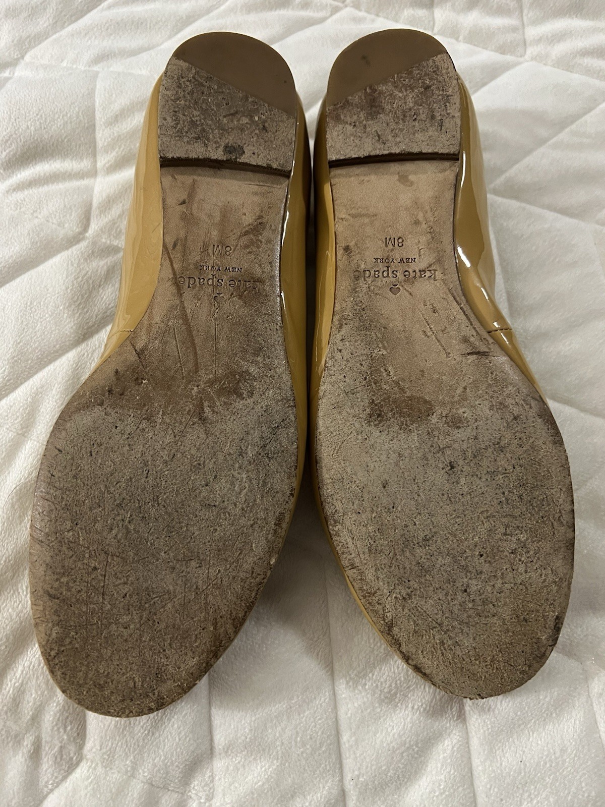 Kate Spade Willa Ballet Flats Size 8 Camel Color Leather Bow thumbnail 3