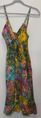 #ad #ad Womens medium hand made dress Indonesian artisan funky hippie batik green earth $70.00