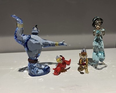 Swarovski Disney's Aladdin 4 PC Set : Princess Jasmine, Geni, Abu & Lago. NIB