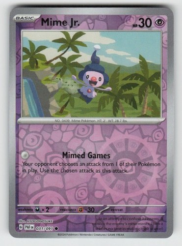 Reverse Holo Mime Jr. 031/091 Common Paldean Fates Near Mint