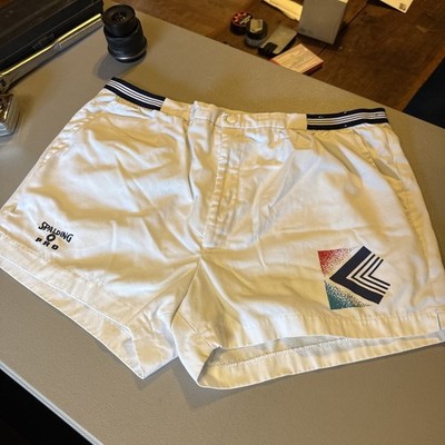 Spalding Tennis Shorts VtgWimbledon Bjorn Borg Agassi White 80s 90s Mens 38