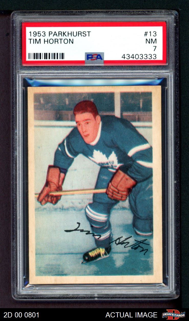 1953 Parkhurst #13 Tim Horton Maple Leafs HOF PSA 7 - NM