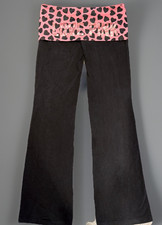 Y2K Victoria's Secret Love PINK Vtg Foldover Yoga Pants Flare pink heart Medium