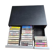 26 Cassette Tape Lot With Black Faux Wood Case Drawers Country Garth Shania
