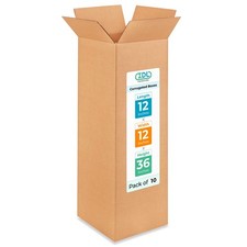 Tall Moving Shipping Boxes 12x12x36 inches 10-Pack - Extra Strength 200 l...