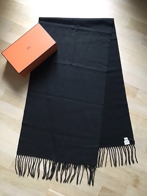 HERMÈS PARIS GROSSER STOLA SCHAL AUS 100% KASCHMIR DUNKELGRÜN TOP ZUSTAND