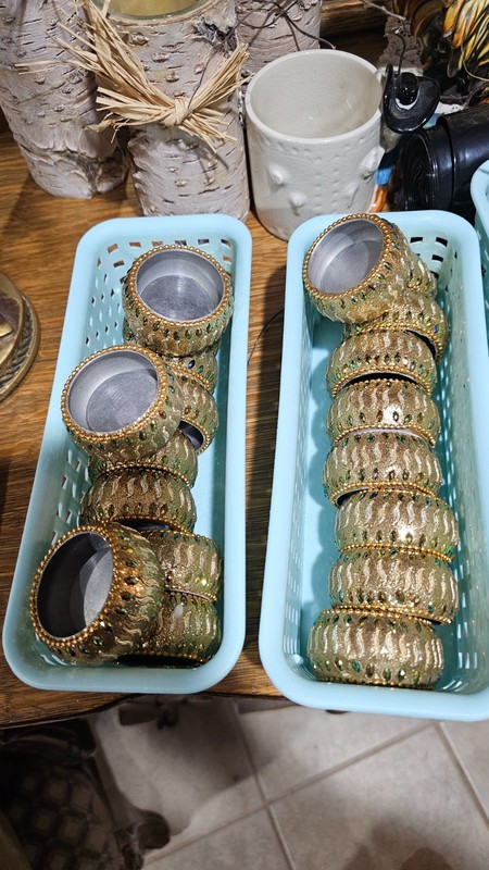 Bombay Company Hand Beaded Tea Light Holders Gold/Silver Tones