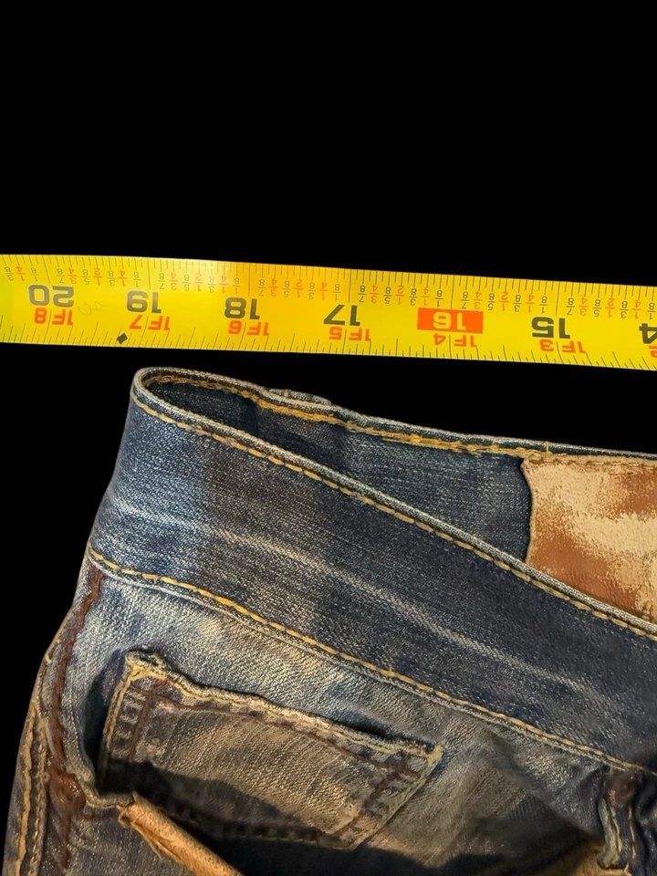 Antik Denim Men’s Jeans Western Destructed Straight Cut Blue Y2K BOHO Size 38x32 - Image 3 of 4