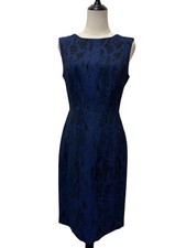 Nora Gardner Blue Faux Snake Skin Sheath Dress Sz 4 Tailored Contemporary Career