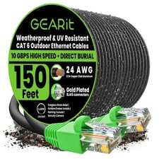 Cat6 Ethernet Cable 150ft, Outdoor Direct Burial Cat 6 Cable 24AWG High Speed...