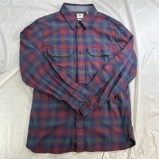 Levis The Worker Mens Relaxed Red Plaid Long Sleeve Button Up Flannel Sz S NWT