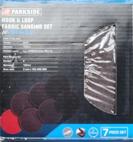 Parkside Jeu de ponçage tissu crochet et boucle 125 mm PWZS4 3 A1 support tampon fibre M14